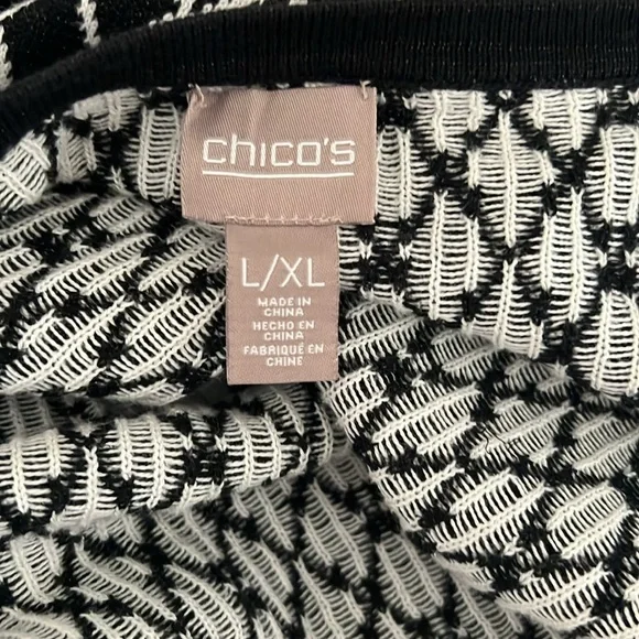 Chicos Black White Patterned Poncho Cardigan - Picture 14 of 15